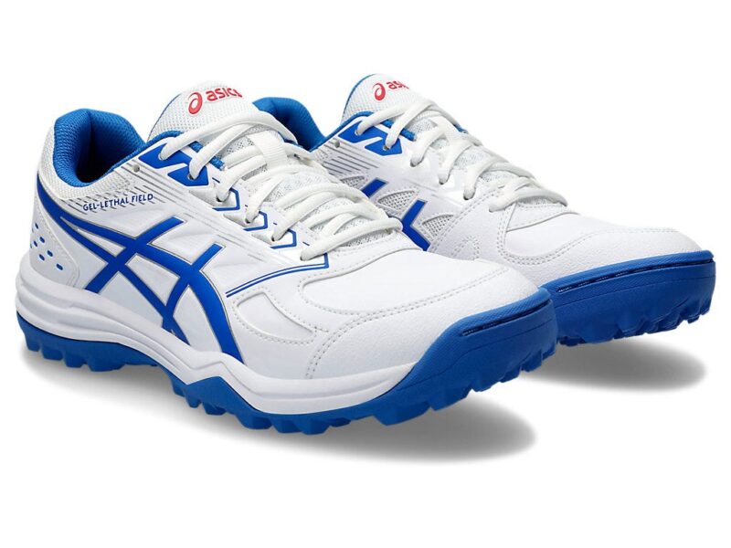Asics White Blue Cricekt Shoes GEL-LETHAL FIELD - Image 2